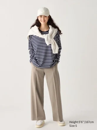 Pantalones anchos de jersey cepillado para mujer