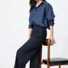 Pantalones anchos elegantes para mujer | A rayas | Talla alta Pantalones anchos elegantes para mujer | A rayas | Talla alta