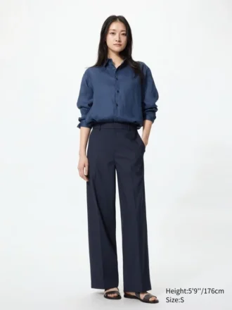 Pantalones anchos elegantes para mujer | A rayas | Talla alta