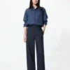Pantalones anchos elegantes para mujer | A rayas | Talla alta Pantalones anchos elegantes para mujer | A rayas | Talla alta