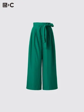 Pantalones anchos hasta el tobillo con cinturón para mujer