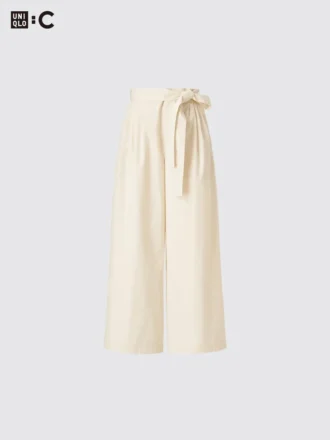Pantalones anchos hasta el tobillo con cinturón para mujer