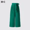 Pantalones anchos hasta el tobillo con cinturón para mujer