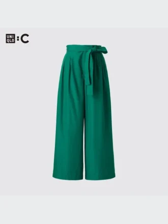 Pantalones anchos hasta el tobillo con cinturón para mujer