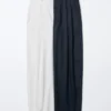 Pantalones anchos plisados de algodón y lyocell para mujer Pantalones anchos plisados de algodón y lyocell para mujer