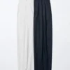 Pantalones anchos plisados de algodón y lyocell para mujer Pantalones anchos plisados de algodón y lyocell para mujer