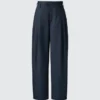 Pantalones anchos plisados de algodón y lyocell para mujer Pantalones anchos plisados de algodón y lyocell para mujer