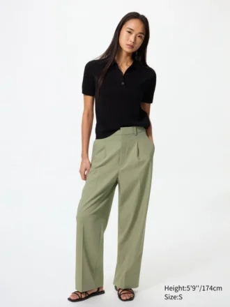 Pantalones anchos plisados para mujer