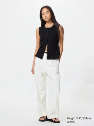 Pantalones anchos plisados para mujer