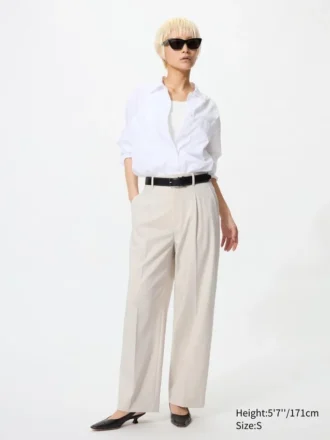 Pantalones anchos plisados para mujer