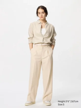 Pantalones anchos plisados para mujer