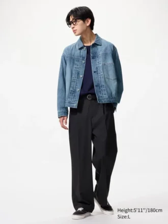Pantalones anchos plisados para mujer