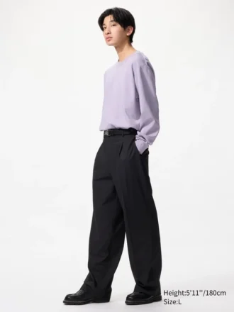 Pantalones anchos plisados para mujer | Talla alta