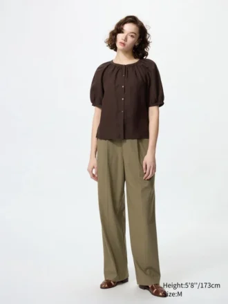 Pantalones anchos plisados para mujer | Tallas altas