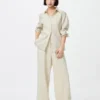 Pantalones cómodos de mezcla de lino para mujer Pantalones cómodos de mezcla de lino para mujer