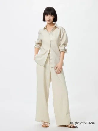 Pantalones cómodos de mezcla de lino para mujer Pantalones cómodos de mezcla de lino para mujer