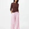 Pantalones cómodos de mezcla de lino para mujer Pantalones cómodos de mezcla de lino para mujer
