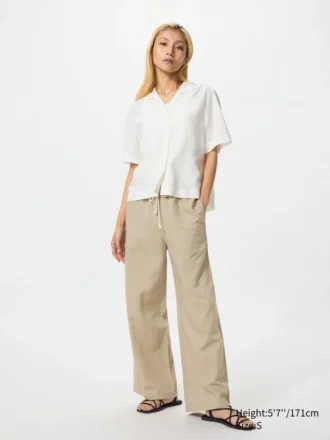 Pantalones cómodos de mezcla de lino para mujer