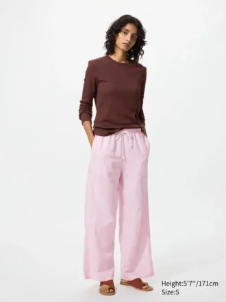 Pantalones cómodos de mezcla de lino para mujer Pantalones cómodos de mezcla de lino para mujer