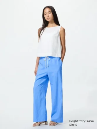 Pantalones cómodos de mezcla de lino para mujer