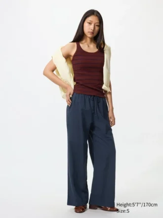 Pantalones cómodos de mezcla de lino para mujer