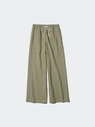 Pantalones cómodos de mezcla de lino para mujer | A rayas