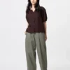 Pantalones cónicos de lino y algodón para mujer Pantalones cónicos de lino y algodón para mujer