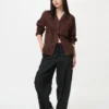 Pantalones cónicos de lino y algodón para mujer Pantalones cónicos de lino y algodón para mujer