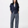 Pantalones cónicos de lino y algodón para mujer | A rayas Pantalones cónicos de lino y algodón para mujer | A rayas