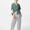 Pantalones cónicos de lino y algodón para mujer | A rayas Pantalones cónicos de lino y algodón para mujer | A rayas