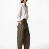 Pantalones cónicos de lino y algodón para mujer | Talla alta Pantalones cónicos de lino y algodón para mujer | Talla alta
