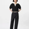 Pantalones cónicos de lino y algodón para mujer | Talla alta Pantalones cónicos de lino y algodón para mujer | Talla alta