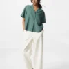 Pantalones cónicos de lino y algodón para mujer | Talla alta Pantalones cónicos de lino y algodón para mujer | Talla alta