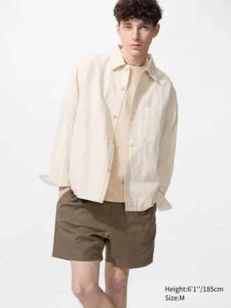 Pantalones cortos cómodos de mezcla de lino para hombre | 5″