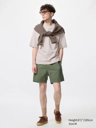 Pantalones cortos cómodos de mezcla de lino para hombre | 5″