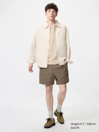 Pantalones cortos cómodos de mezcla de lino para hombre | 5″