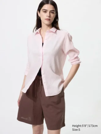 Pantalones cortos cómodos de mezcla de lino para mujer