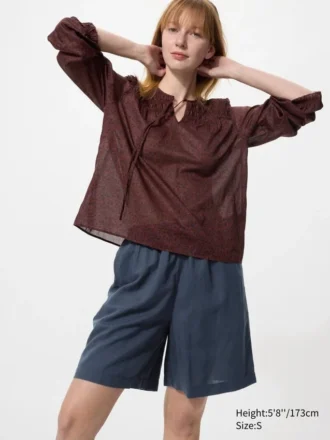 Pantalones cortos cómodos de mezcla de lino para mujer
