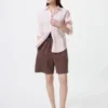 Pantalones cortos cómodos de mezcla de lino para mujer