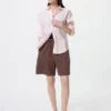 Pantalones cortos cómodos de mezcla de lino para mujer