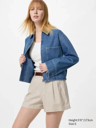Pantalones cortos de lino y algodón para mujer