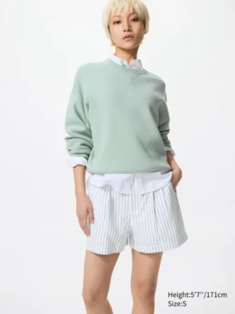 Pantalones cortos de lino y algodón para mujer | A rayas