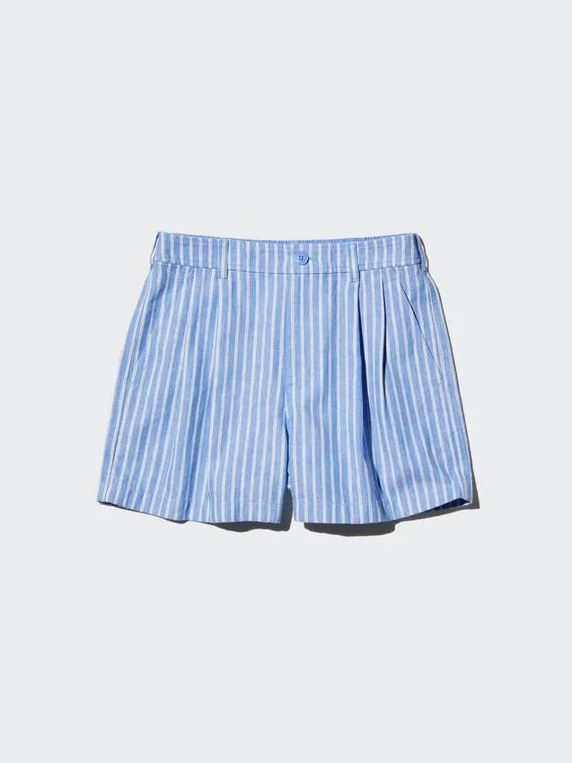 Pantalones cortos de lino y algodón para mujer | A rayas Pantalones cortos de lino y algodón para mujer | A rayas
