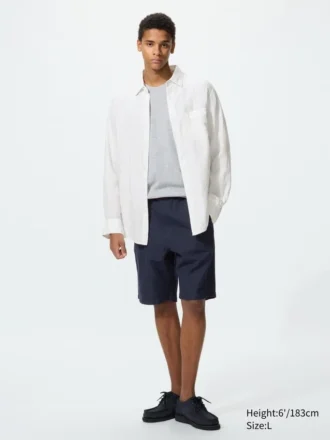 Pantalones cortos de mezcla de lino para hombre | 9,5″