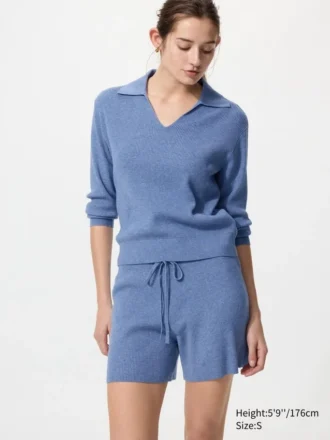 Pantalones cortos de punto acanalado lavables para mujer