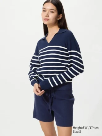 Pantalones cortos de punto acanalado lavables para mujer