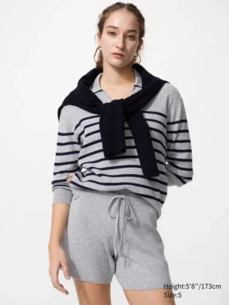 Pantalones cortos de punto acanalado lavables para mujer