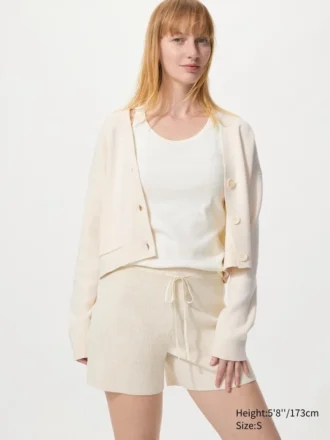 Pantalones cortos de punto acanalado lavables para mujer