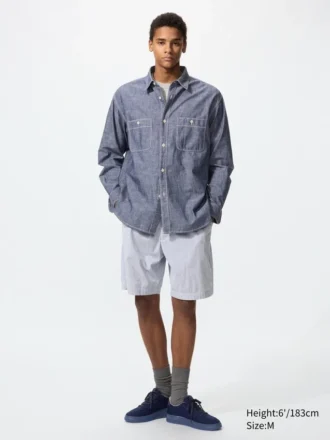 Pantalones cortos elásticos para hombre | Seersucker | 20 cm