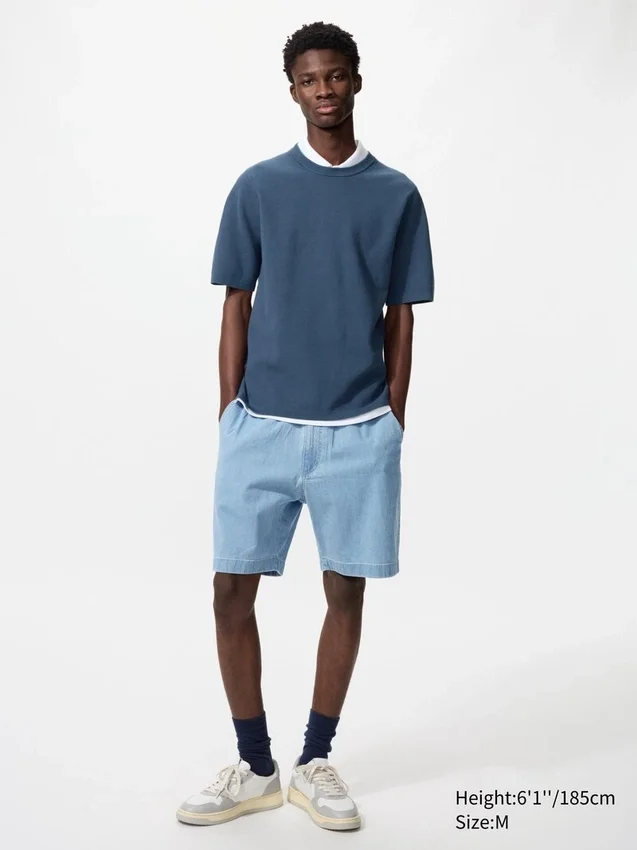 Pantalones cortos elásticos unisex | Denim | 20 cm Pantalones cortos elásticos unisex | Denim | 20 cm